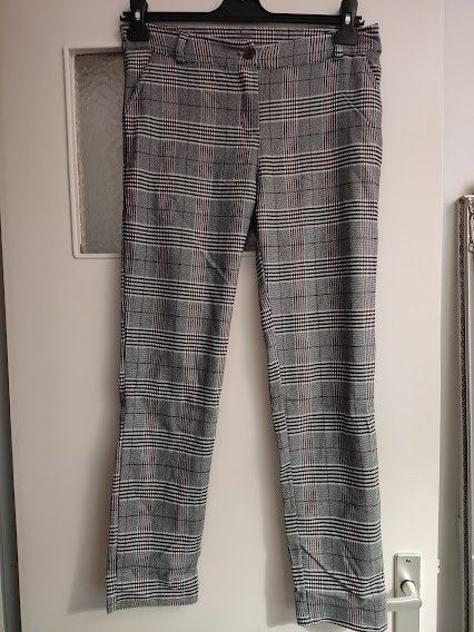 Vogue grijze dames pantalon met geruite motief, Maat 46/48 (XL) of groter, Ophalen of Verzenden, Vogue, Zo goed als nieuw