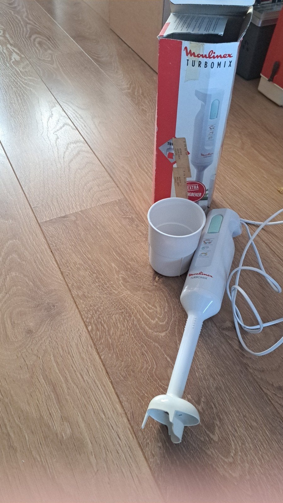 Moulinex Turbomix staafmixer met maatbeker, Minder dan 1 liter, Ophalen of Verzenden, Gebruikt, 1 snelheid