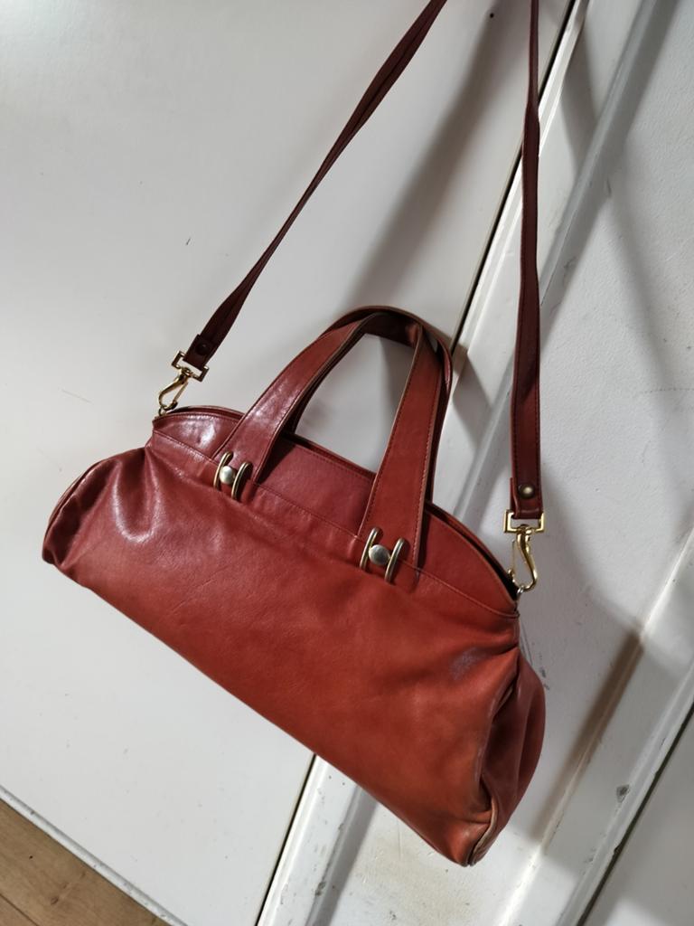 Aparte vintage jaren 70 Italiaanse leren tas, zgan, Verzenden, Zo goed als nieuw, Rood, Leer