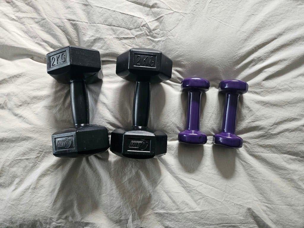 Dumbbells/fitness halters (1 en 2 kg), Ophalen, Zo goed als nieuw, Armen, Dumbbell