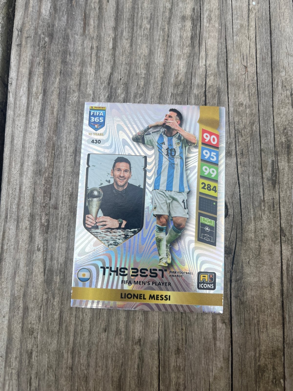 FIFA 365 Adrenalyn XL 2024 Lionel Messi The Best kaart, Ophalen of Verzenden, Zo goed als nieuw, Losse kaart, Foil