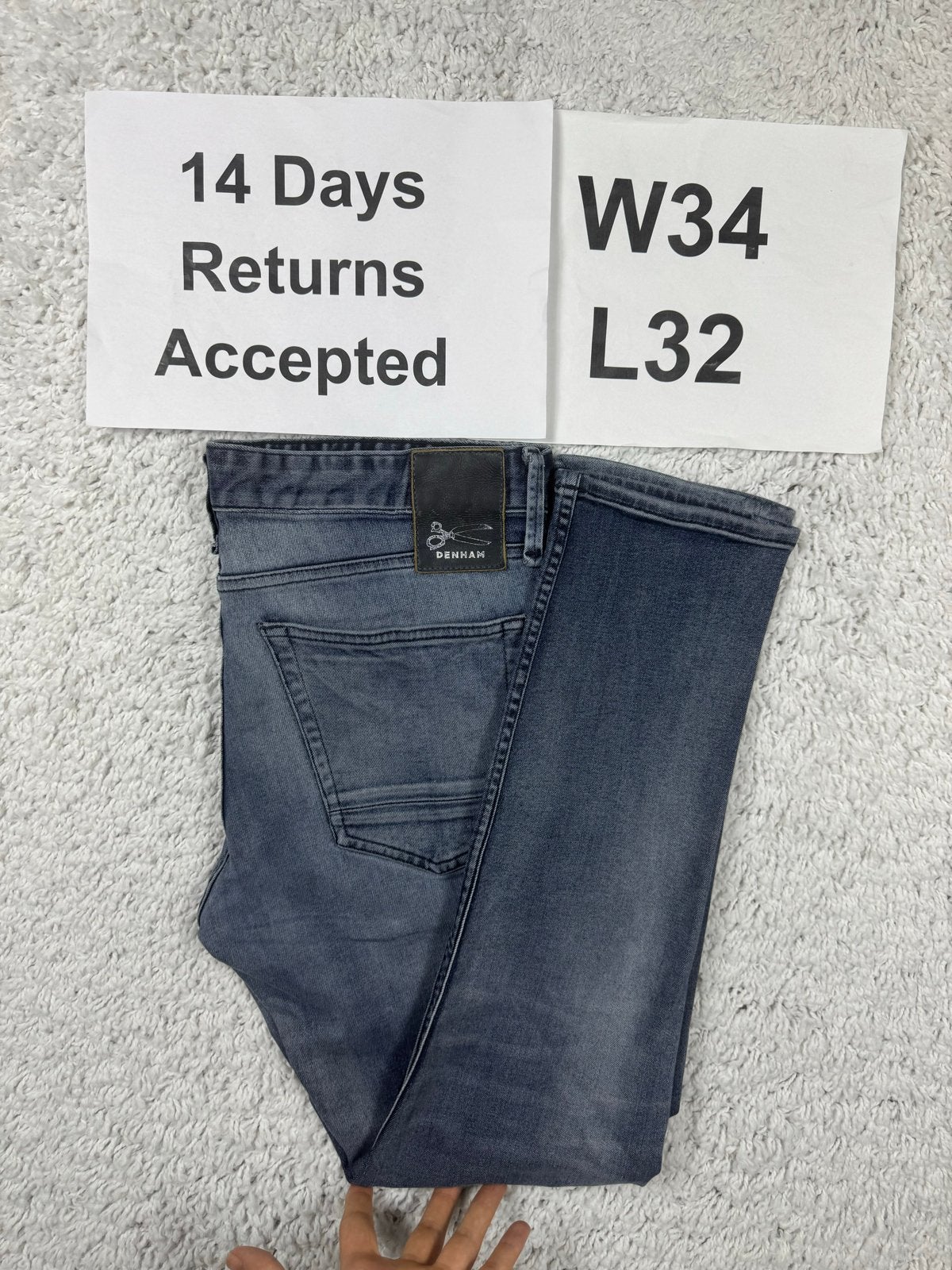 Denham Razor Slim Fit Jeans Grijs Blauw - W34 L32 2823, Verzenden, B, H, J