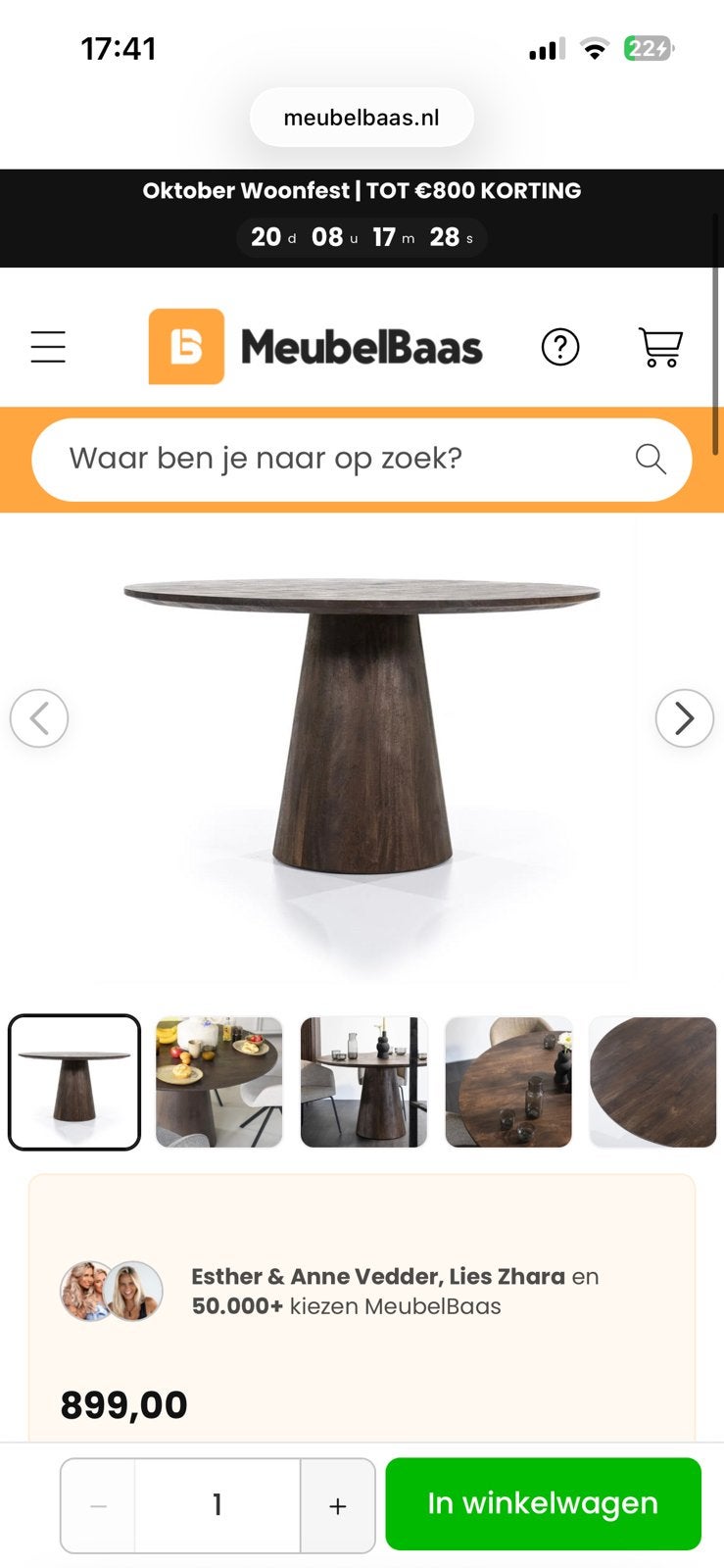 Aaron ronde mango houten eetatafel, Huis en Inrichting, Ophalen, Rond, 50 tot 100 cm, 100 tot 150 cm