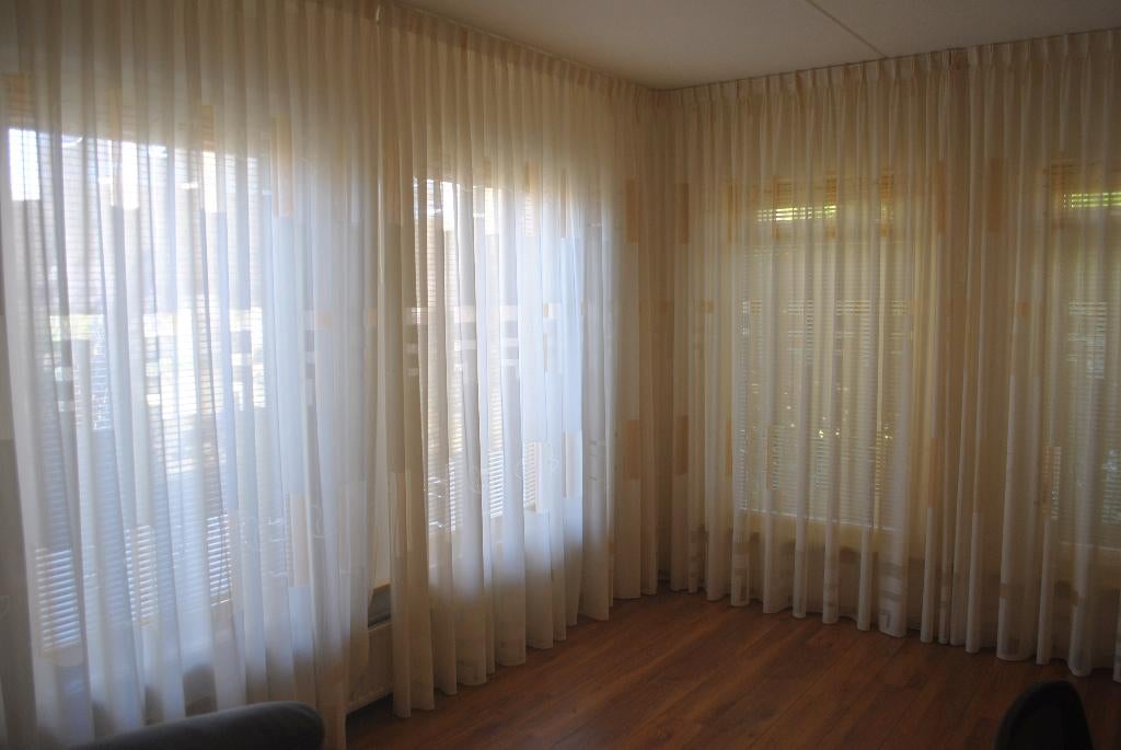 Vitrage, inbetweens, 3 delen, 265 cm hoog, breedte 660 cm, Ophalen of Verzenden, Gebruikt, Crème