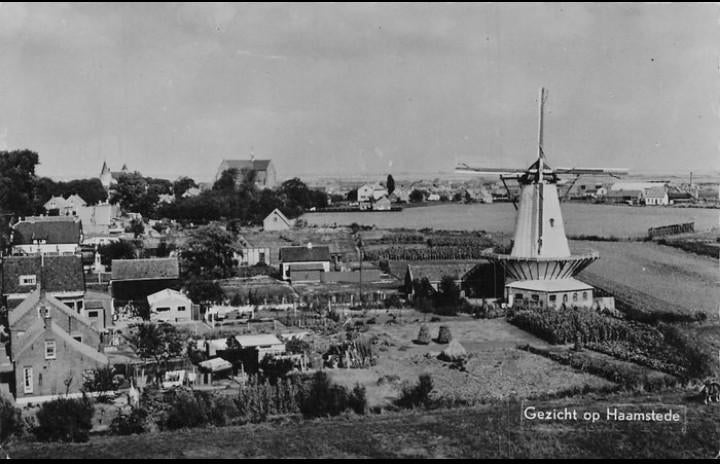 Gezicht op Haamstede met molen, Verzenden, 1940 tot 1960, Gelopen, Zeeland