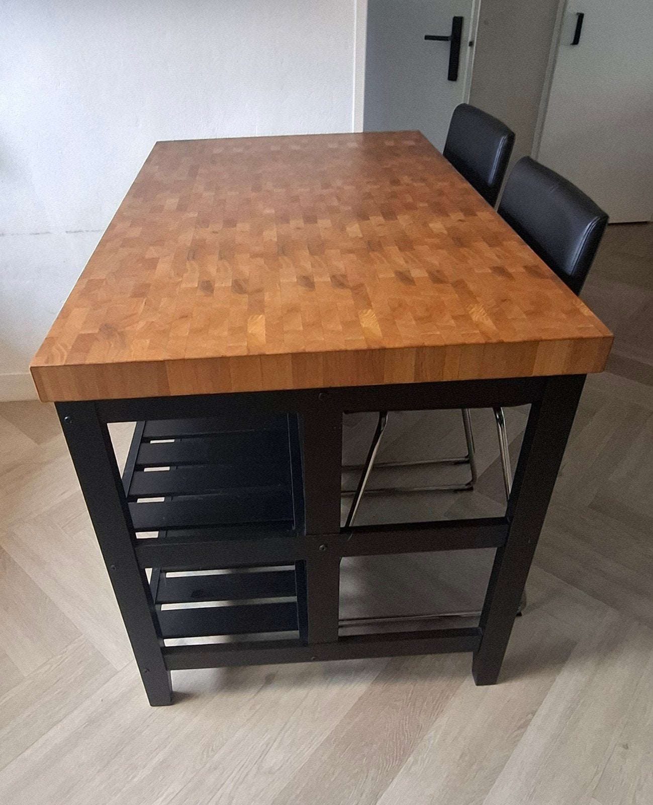 IKEA VADHOLMA Keukeneiland - Zwart/Eiken incl 2 barkrukken