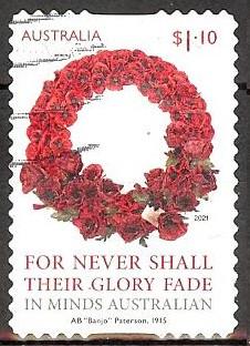 370 Australië 2021 Lest We Forget s/a, Verzenden, Gestempeld