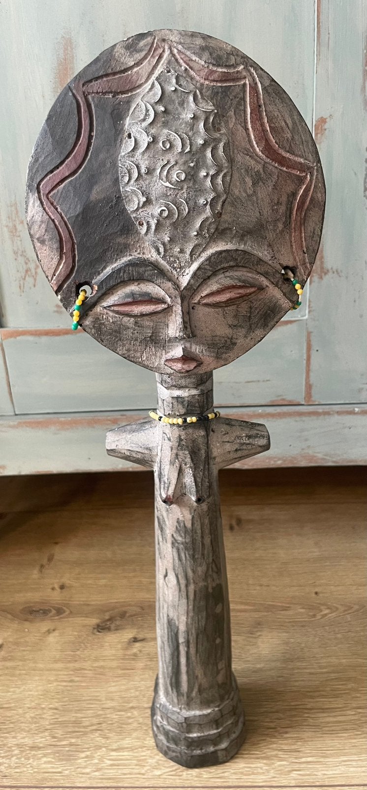 Prachtig vruchtbaarheidsbeeld Ashanti met sieraden, Antiek en Kunst, Ophalen of Verzenden