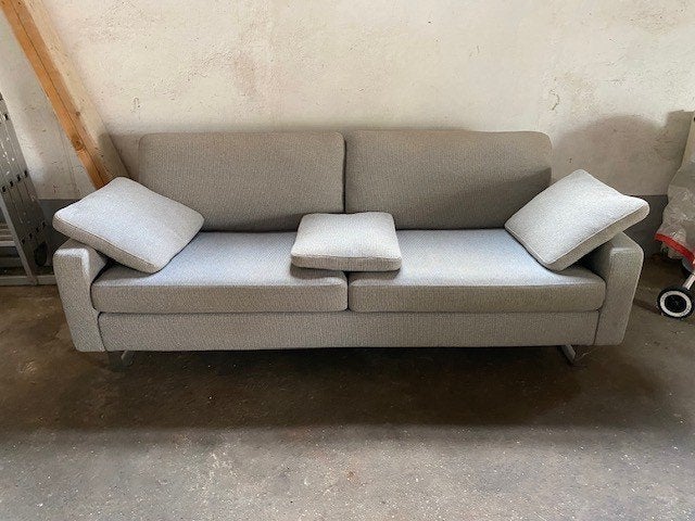 Mooi grijs design bankje, Ophalen, Gebruikt, Tweepersoons, 75 tot 100 cm