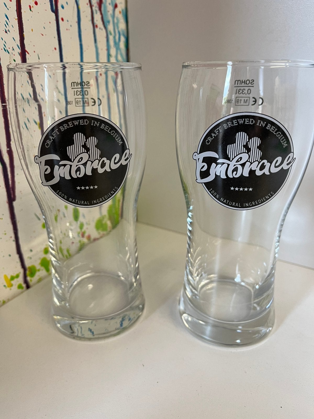 Embrace bierglazen set van 2 glazen, Ophalen of Verzenden, Nieuw, Glas of Glazen, Overige merken