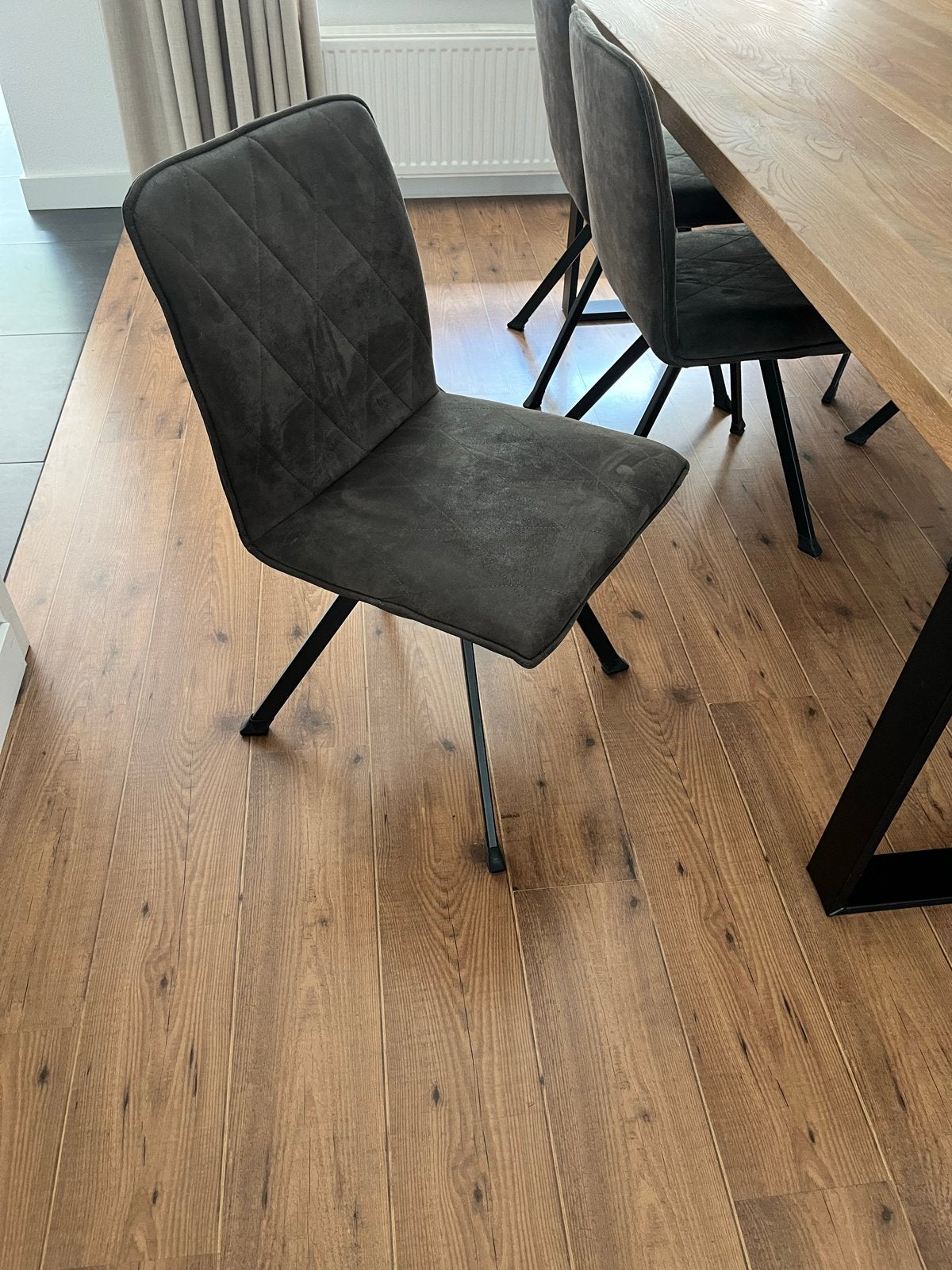 Set van 6 moderne eetkamerstoelen - Grijs, Huis en Inrichting, Stoelen, Ophalen, Zo goed als nieuw, Vijf, Zes of meer stoelen