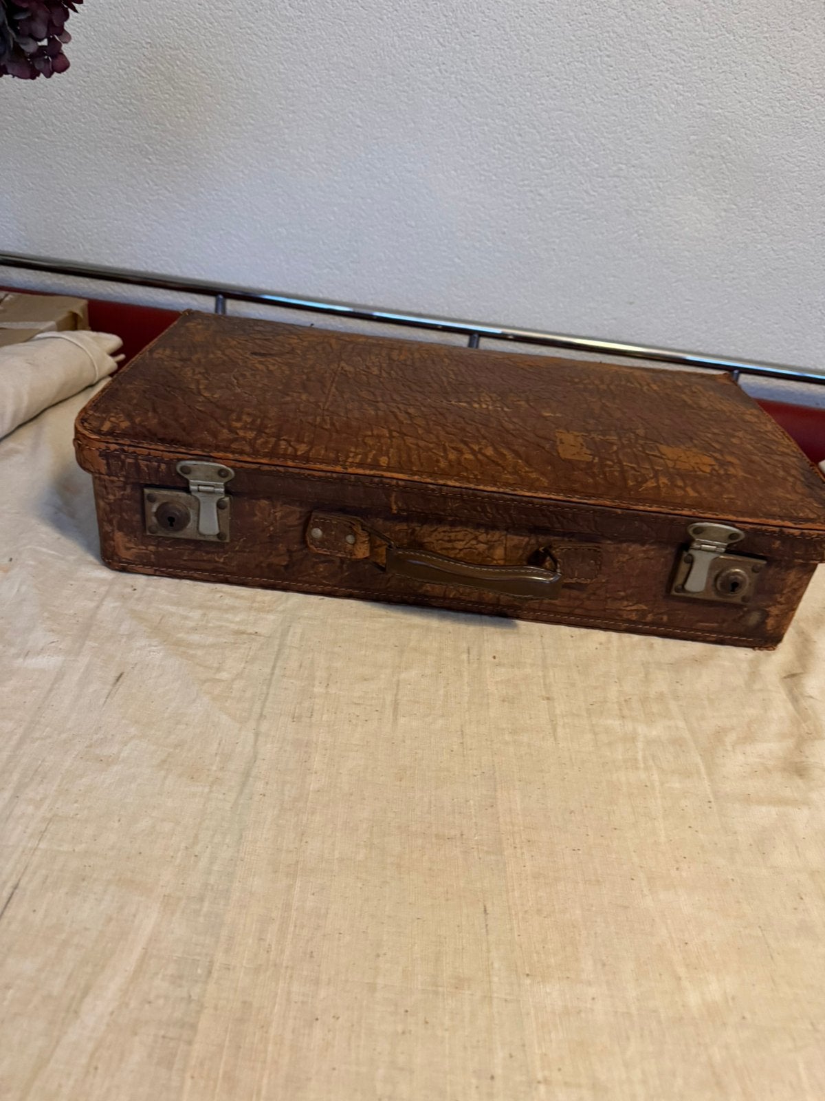 Oude Koffer,Leer,vintage, Ophalen of Verzenden