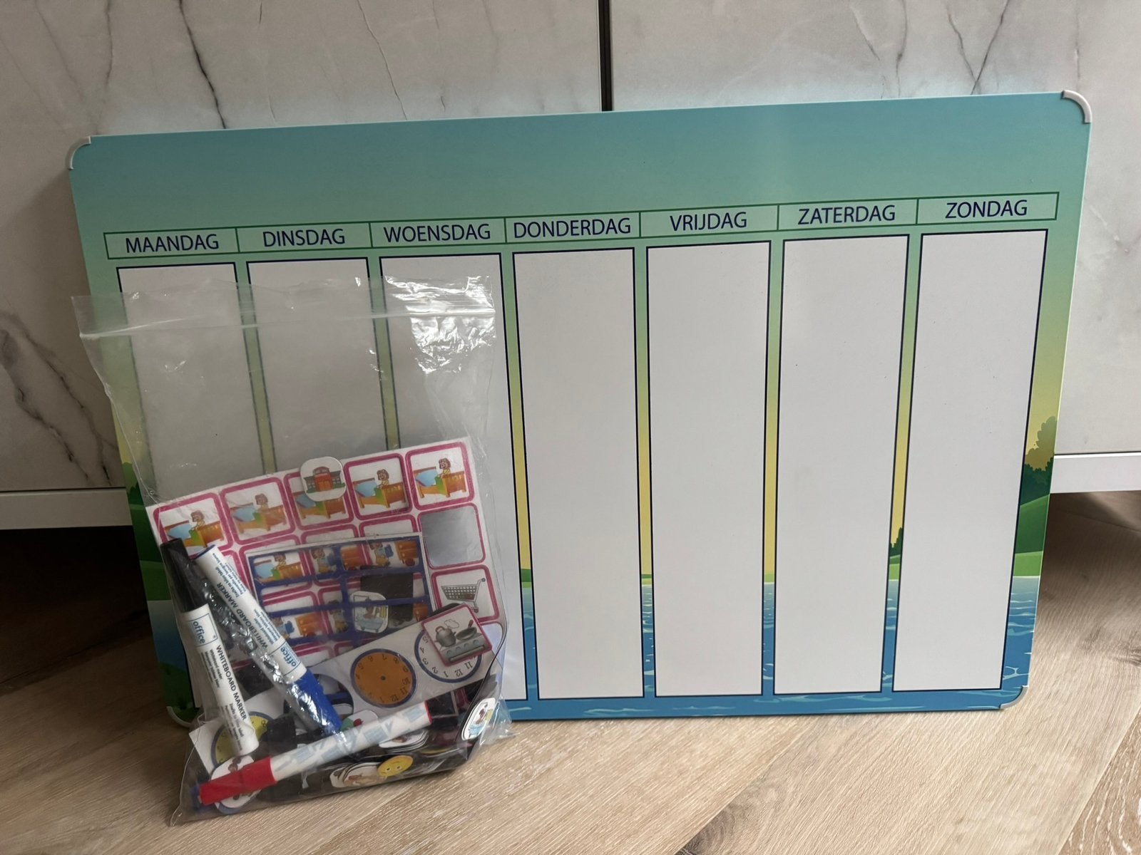Planbord Meer weekplanner met pictogrammen, Ophalen, Zo goed als nieuw