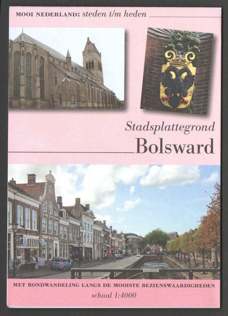 Stadsplattegrond met Wandelroute: Bolsward, 2000 tot heden, Ophalen of Verzenden, Nederland, Landkaart