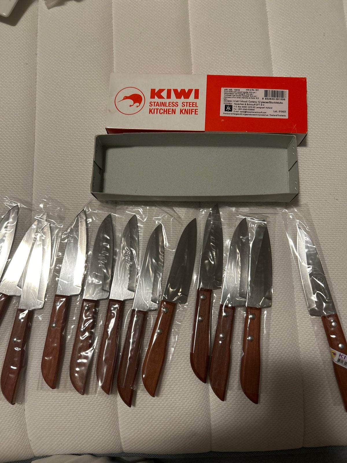 KIWI RVS Keukenmessen - Set van 12 met houten handvat, Ophalen, Overige typen, Nieuw, Metaal
