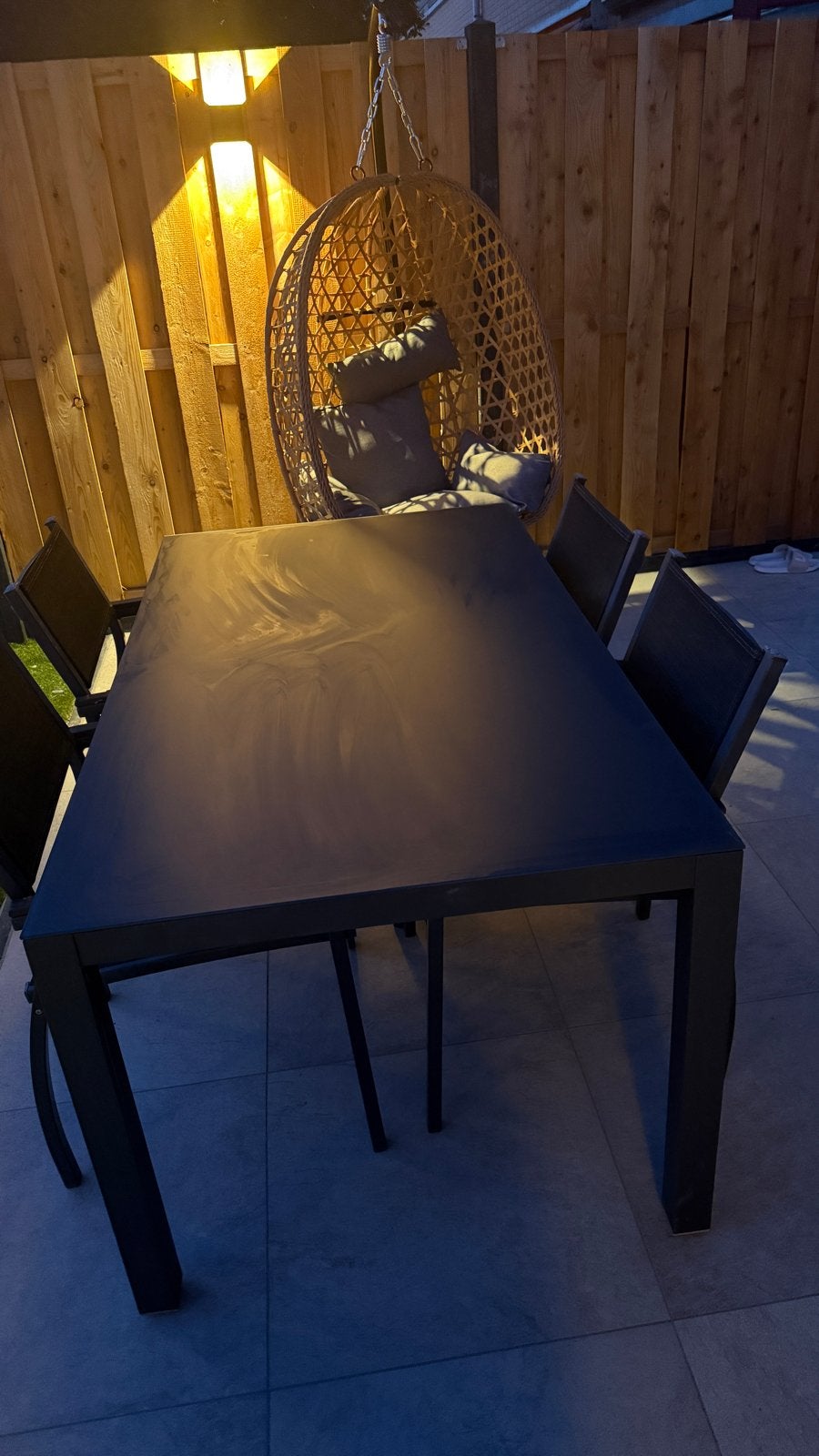 Moderne tuinset met 6 stoelen, Tuin en Terras, Tuinsets en Loungesets, Gebruikt, Tuinset, Aluminium, 6 zitplaatsen, Eettafel, Ophalen