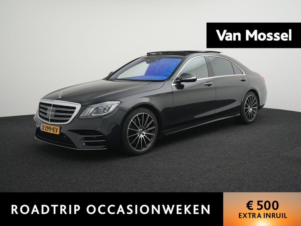 Mercedes-Benz S-klasse 560 4Matic Lang Premium Plus | LUCHTV, Auto's, Automaat, 12 maanden, Gebruikt, Zwart