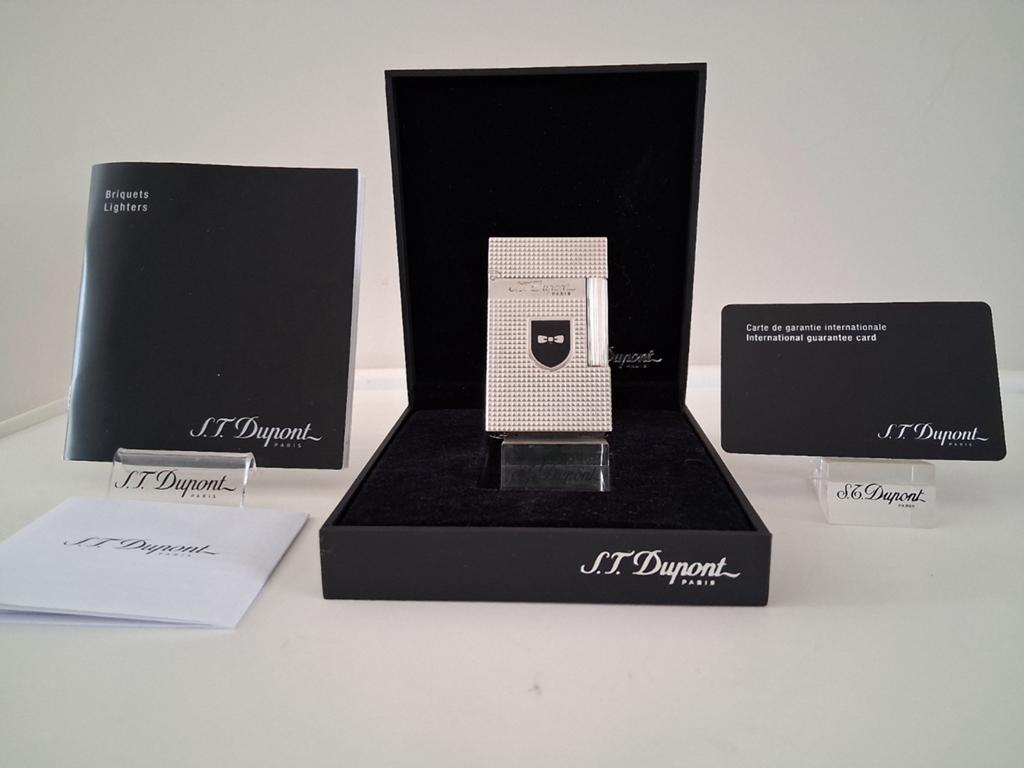 Dupont Aansteker L2 Zilver  Full Set Met Dubbele Vlam ZGAN., Ophalen of Verzenden, Zo goed als nieuw, Aansteker