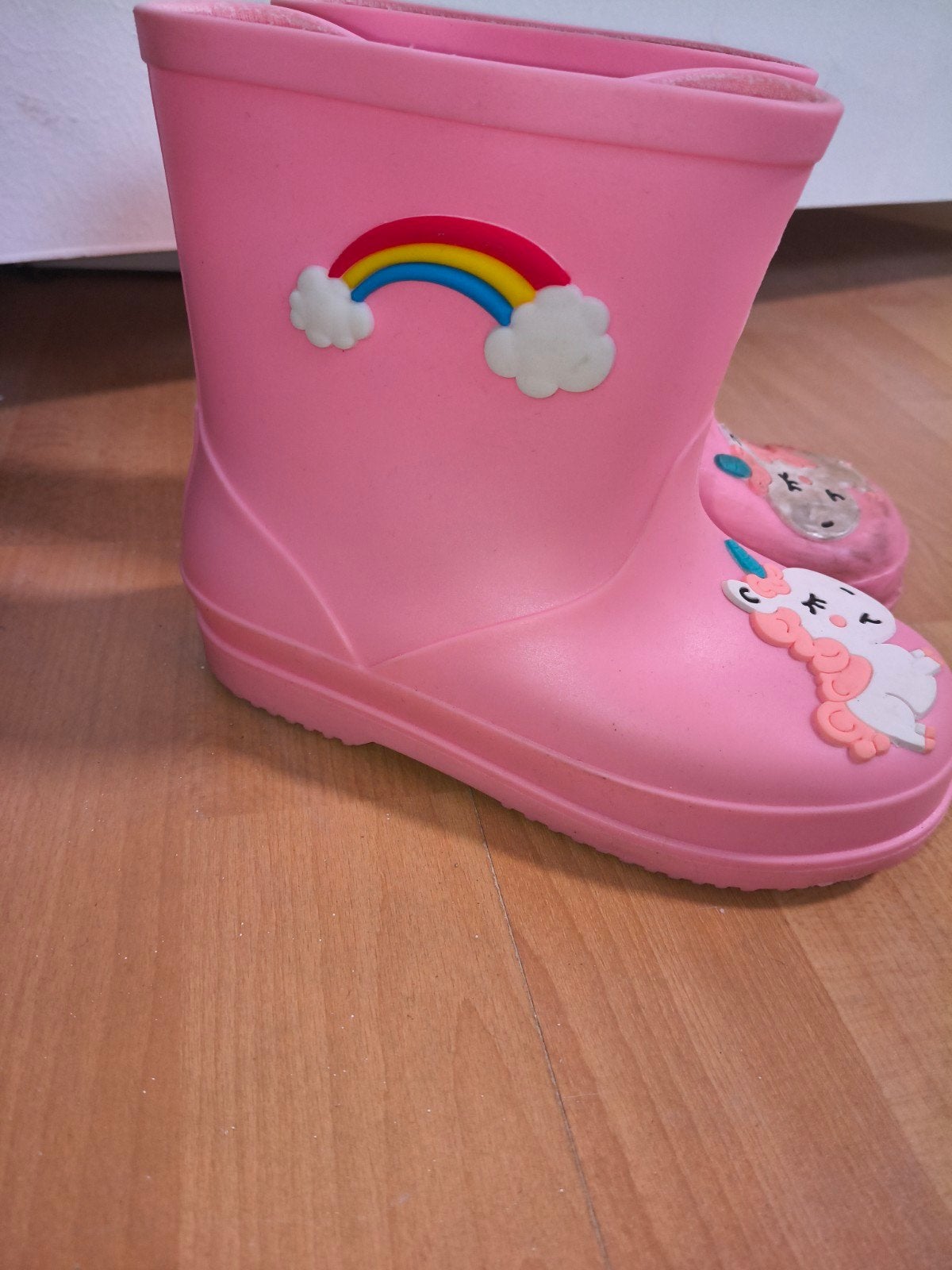 Roze regenlaarzen met eenhoorn en regenboog voor meisjes, Ophalen of Verzenden, Gebruikt, Onbekend, Meisje
