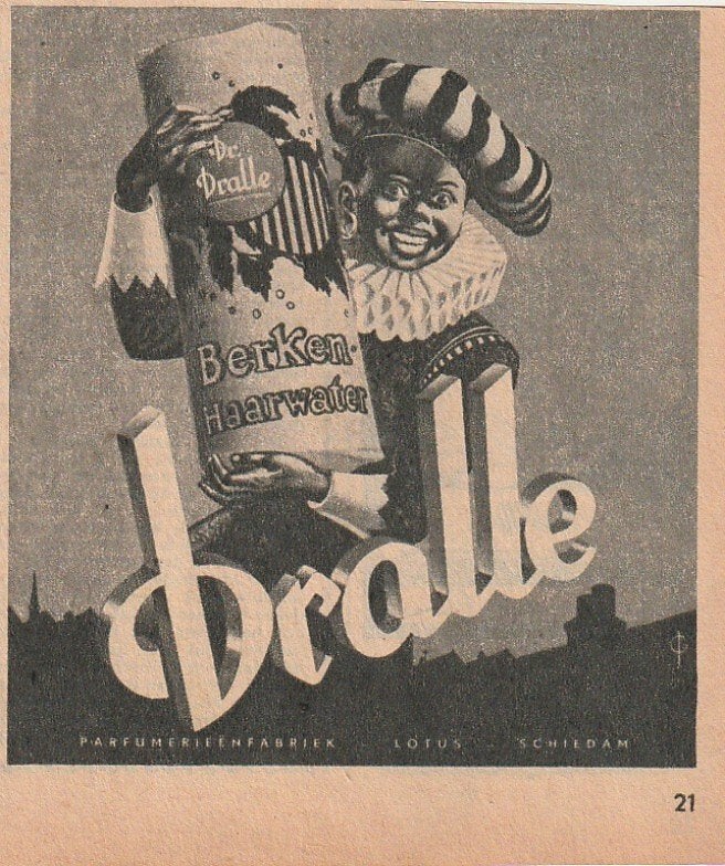 Retro reclame 1949 Dralle berken haarwater van Zwarte Piet, Verzenden, Overige typen