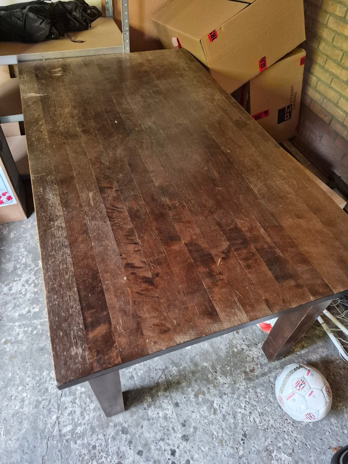 Robuuste houten eettafel - Gebruikt, Huis en Inrichting, Tafels | Eettafels, Ophalen, Gebruikt, 100 tot 150 cm, 50 tot 100 cm