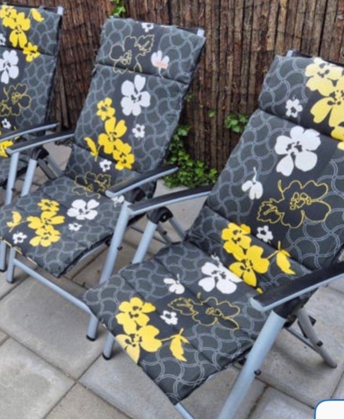 Tuinstoelen aluminium met bloemenprint - 2 stuks, Ophalen, Gebruikt, Aluminium, Inklapbaar