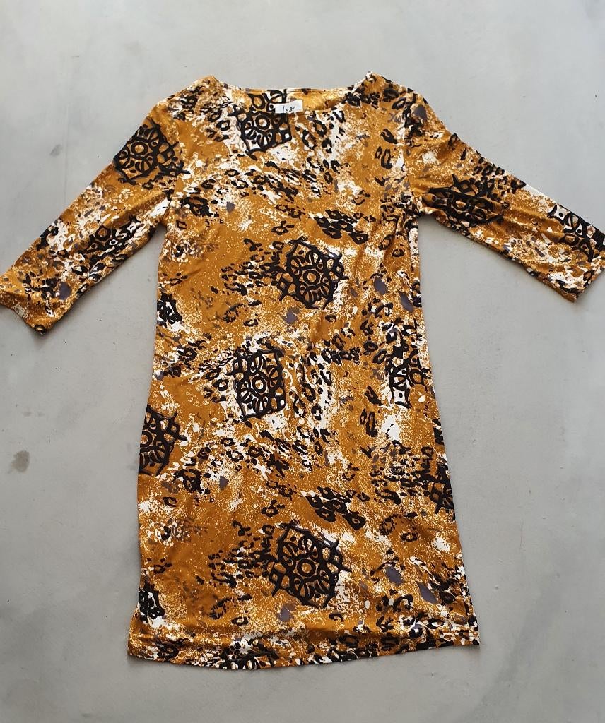 I say Statement Jurk – Oker Print / M, Kleding | Dames, Ophalen of Verzenden, Zo goed als nieuw, Geel
