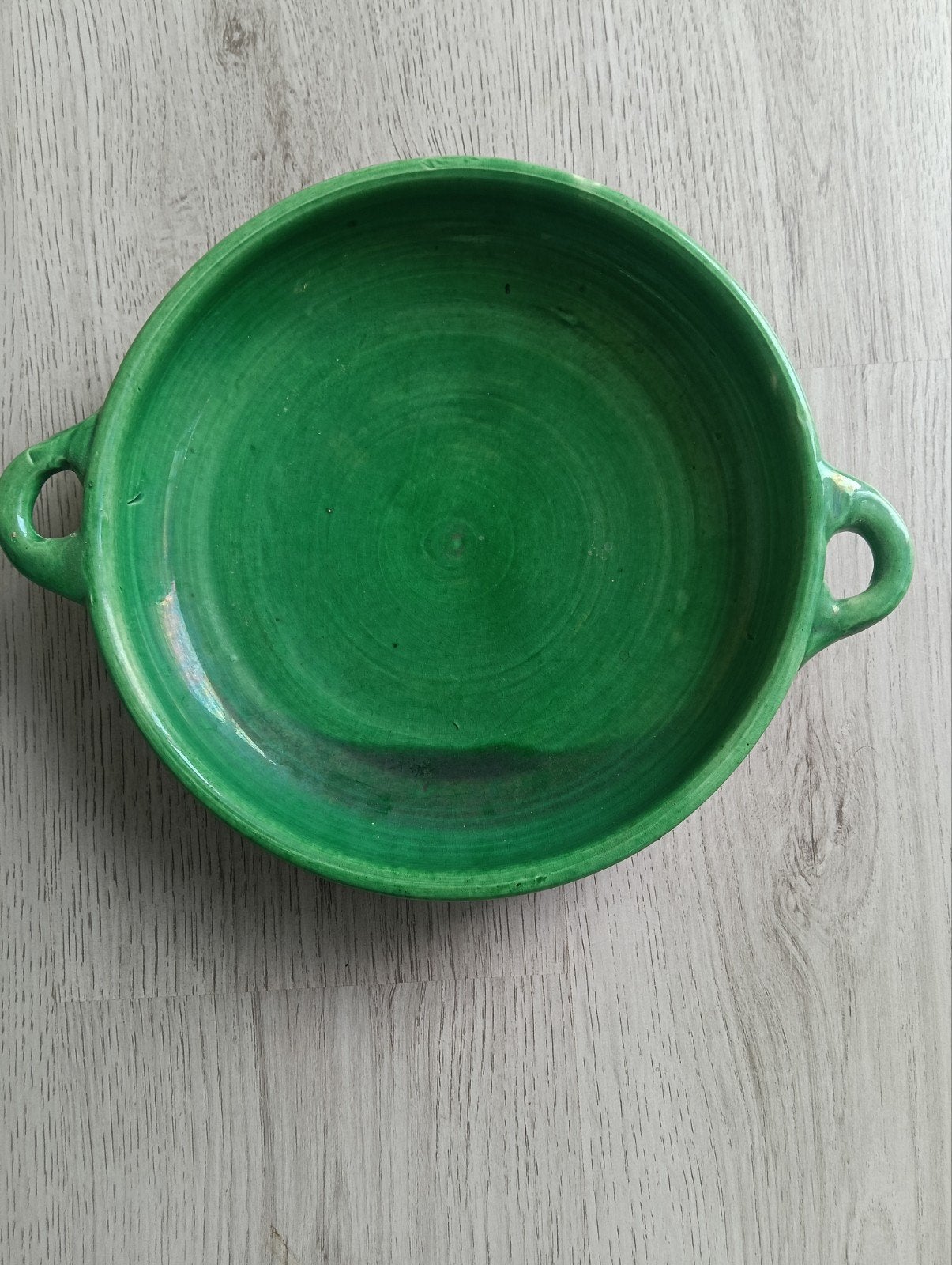 Groene schaal, Huis en Inrichting, Ophalen, Geglazuurd, Schaal, Rond