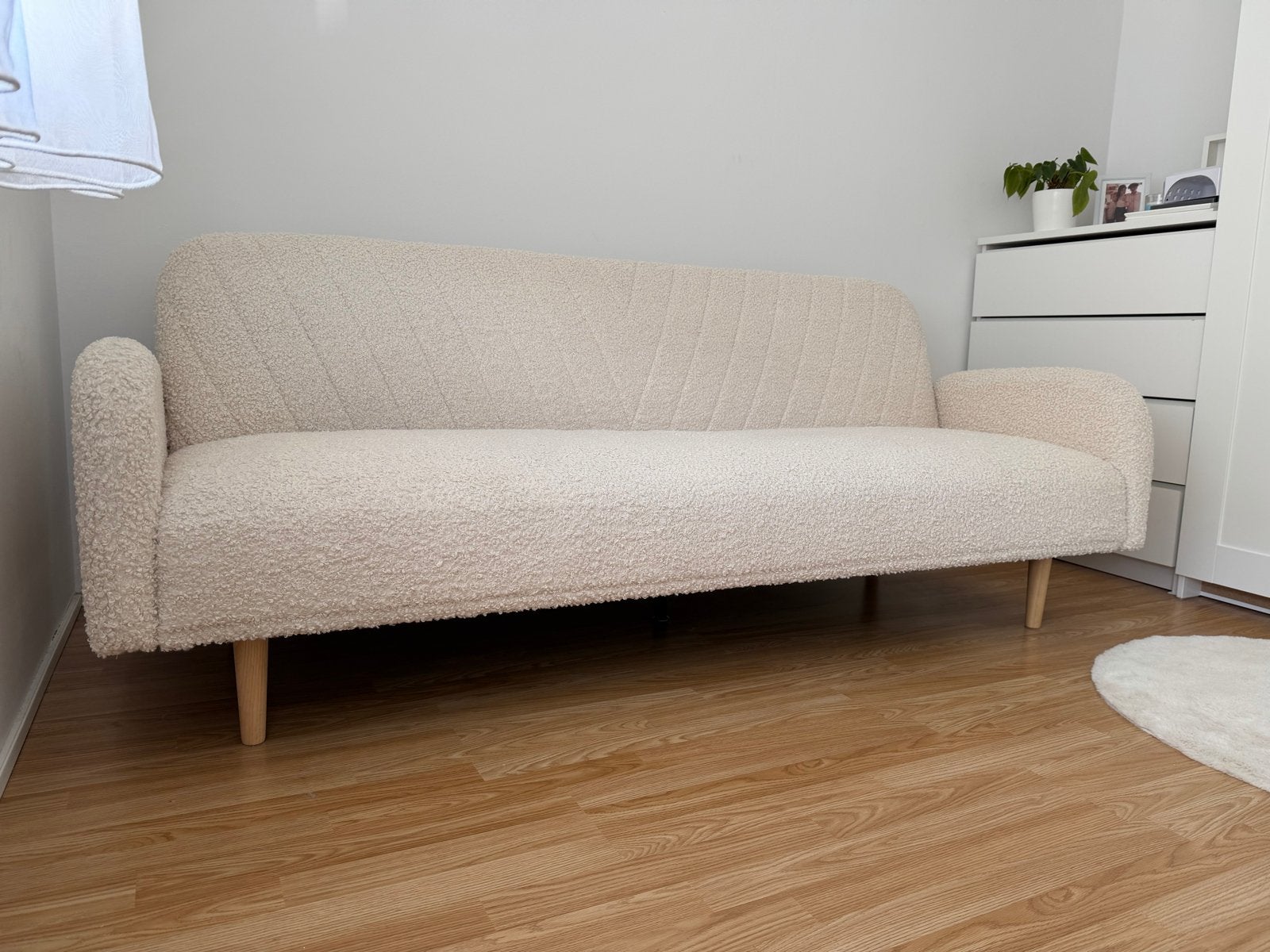 Jysk Slaapbank Paradis Off-White Teddy, Huis en Inrichting, Ophalen, Tweepersoons, Zo goed als nieuw, Overige maten