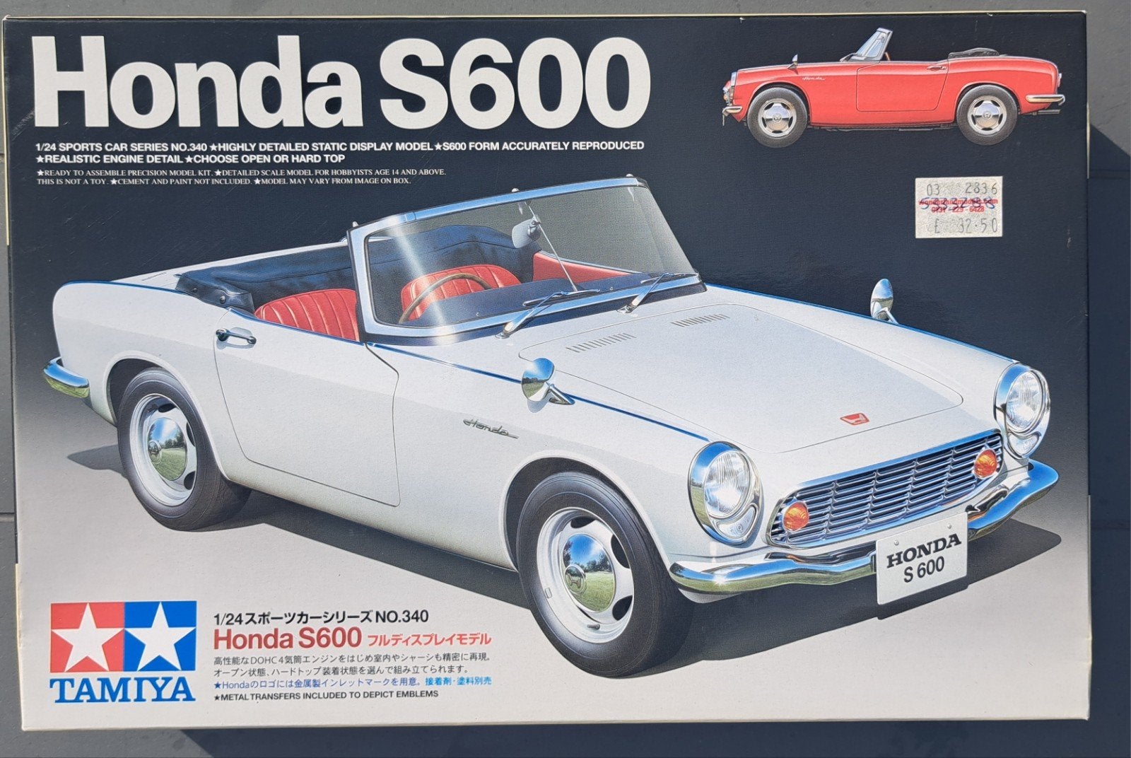Tamiya Honda S600 Modelbouwkit - Nieuw in doos, Hobby en Vrije tijd, Auto, Groter dan 1:32, Nieuw, Ophalen of Verzenden