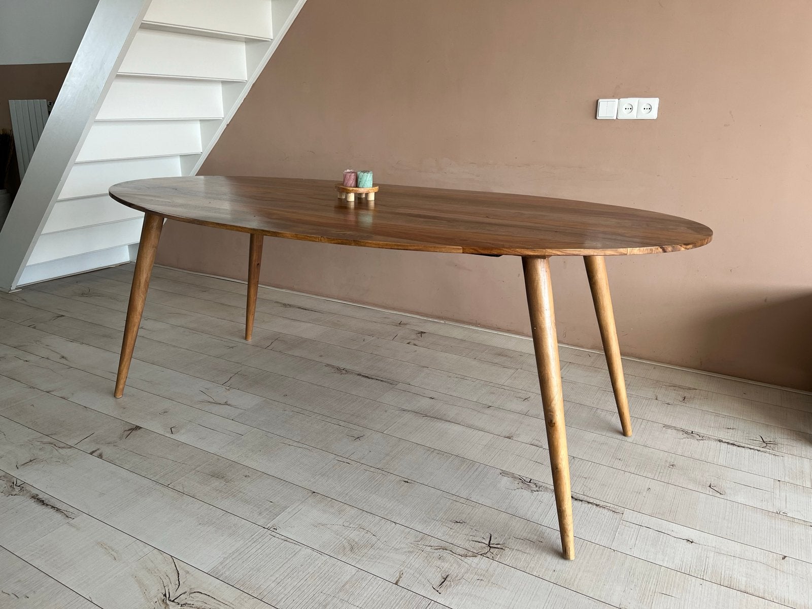 Maisondumonde Ovale houten dinertafel - 185x76x110 cm, 150 tot 200 cm, Ophalen of Verzenden, Zo goed als nieuw, Ovaal