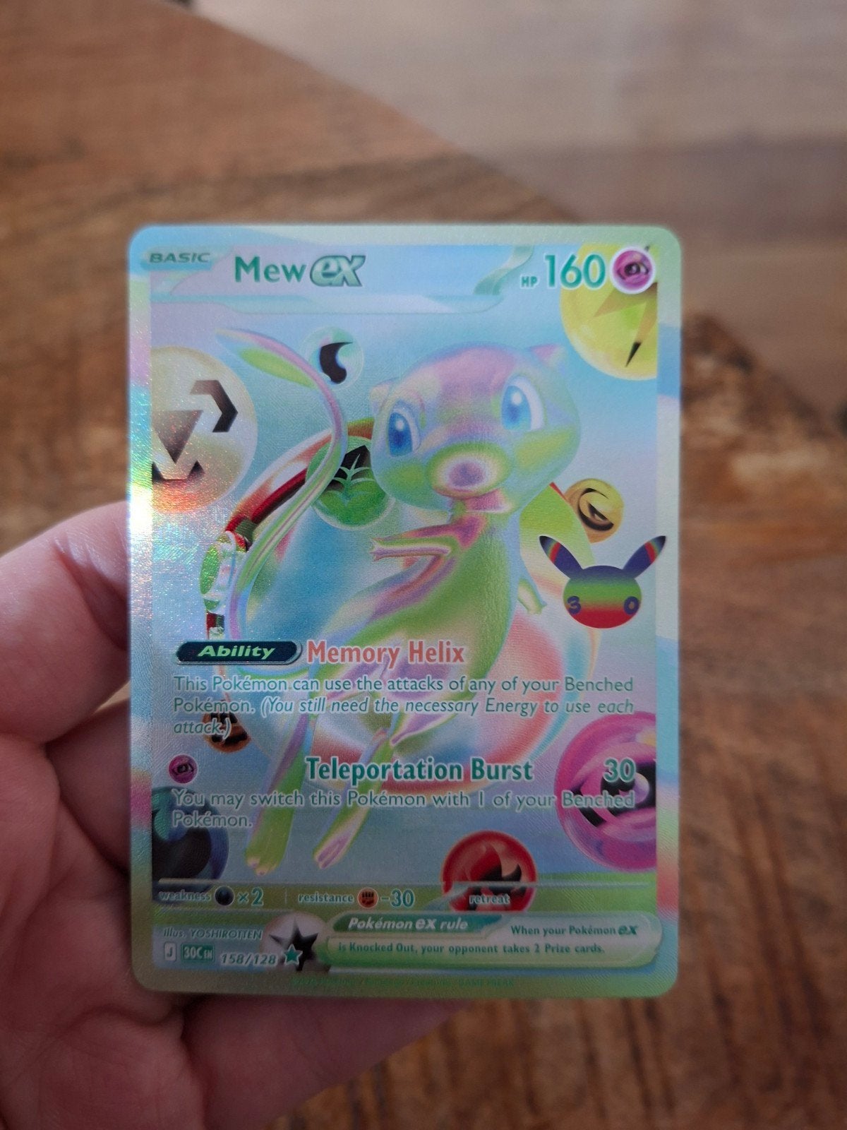Mew EX Pokémon kaart - Full Art (153/124) 30th Celebrations, Ophalen of Verzenden, Zo goed als nieuw, Losse kaart, Foil