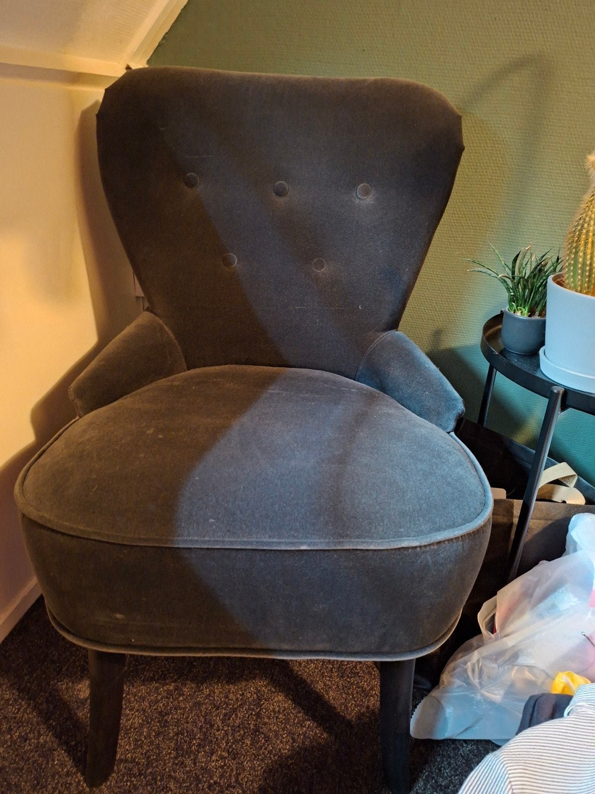 Fauteuil Ikea zwart, Huis en Inrichting, Fauteuils, Ophalen, Minder dan 75 cm, Zo goed als nieuw, Stof