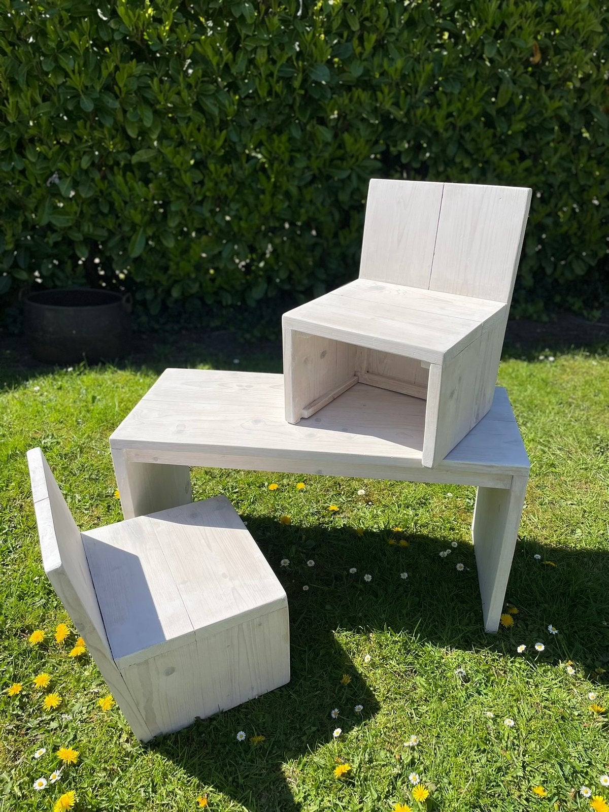 NIEUW Mooi handgemaakt kinder setje van steigerhout., Ophalen, Nieuw