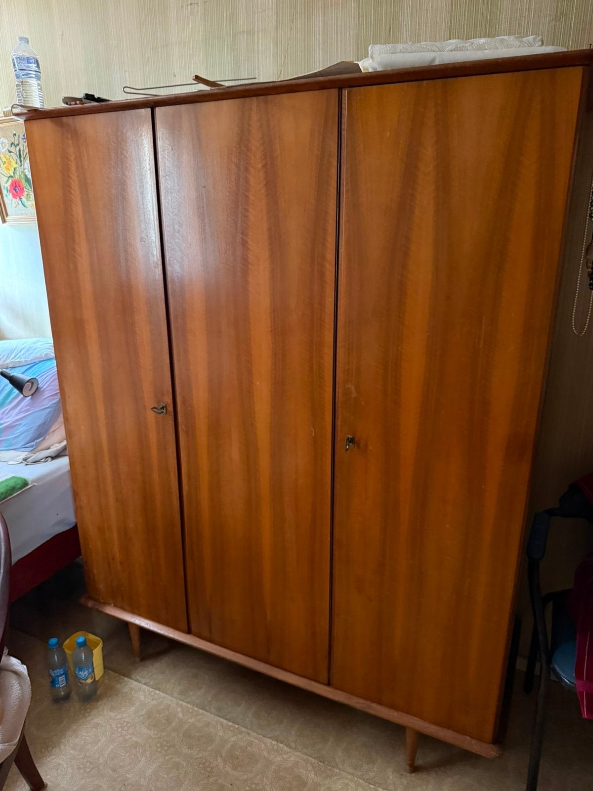 Vintage Slaapkamerkast Jaren '60 - Drie Deuren, Ophalen, Gebruikt, 100 tot 150 cm, 200 cm of meer