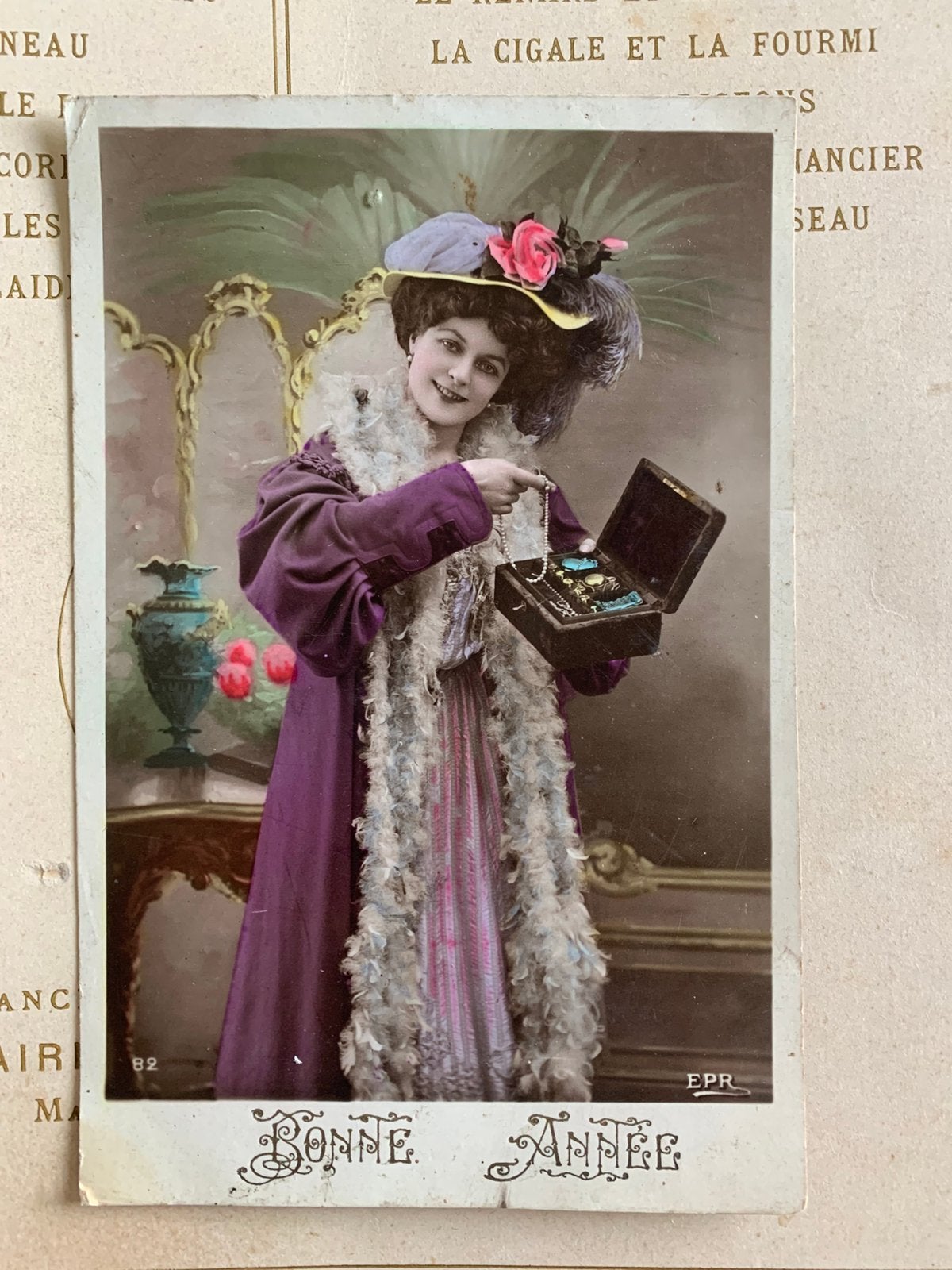 Bonne Année - Dame met sieradendoos (VJ), Ophalen of Verzenden, Voor 1920, Gelopen, Feest(dag)