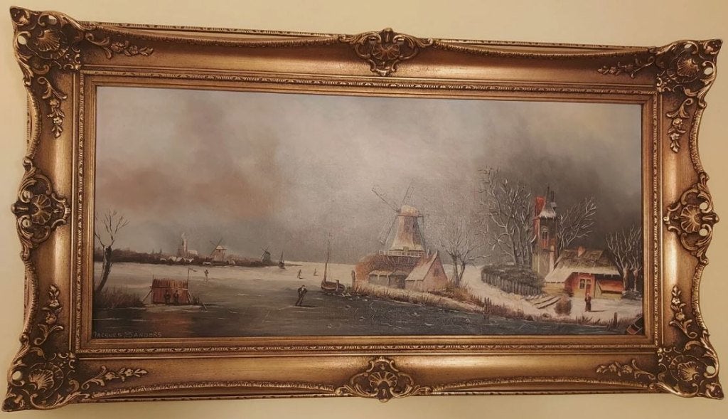 Schilderij klassiek Hollands landschap (Jacques Sanders), Antiek en Kunst, Ophalen, Paneel, Oud hollands, Landschap