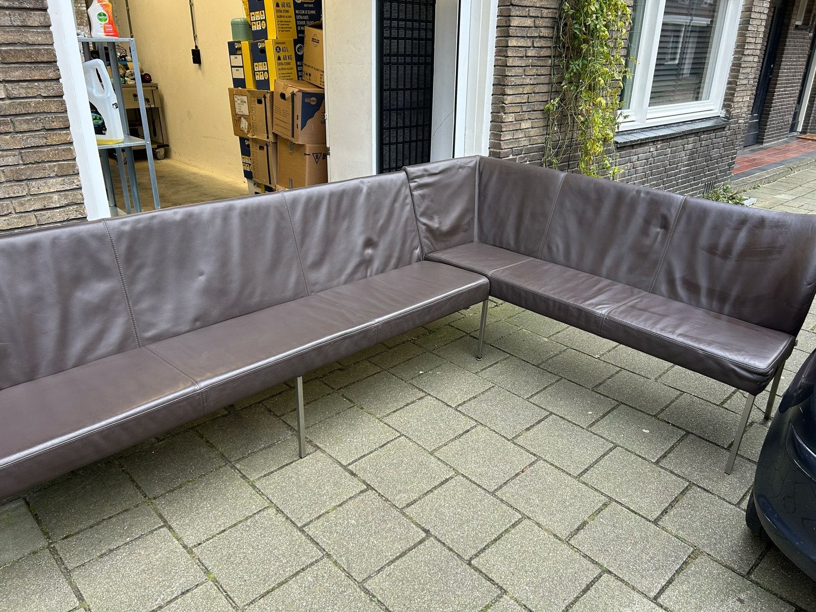 Bert Plantagie design hoekbank / eetkamerbank – Echt leer, Ophalen