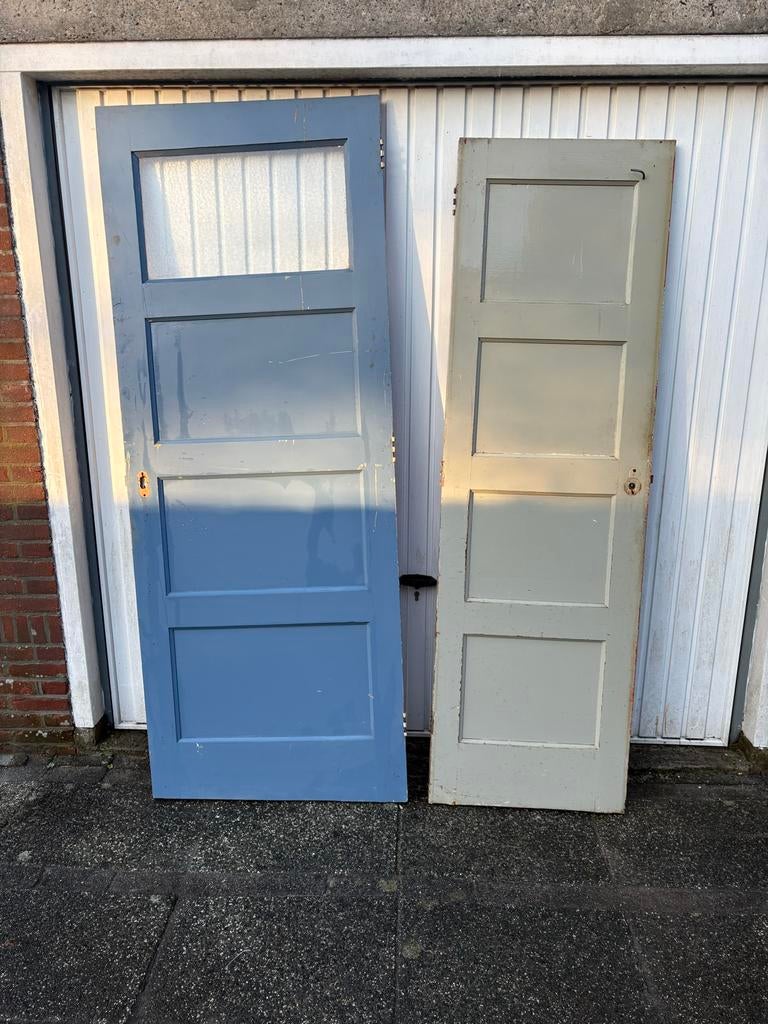 2x  paneeldeur.  4 vlakken. Oude deuren, Gebruikt, 80 tot 100 cm, Binnendeur, Ophalen of Verzenden