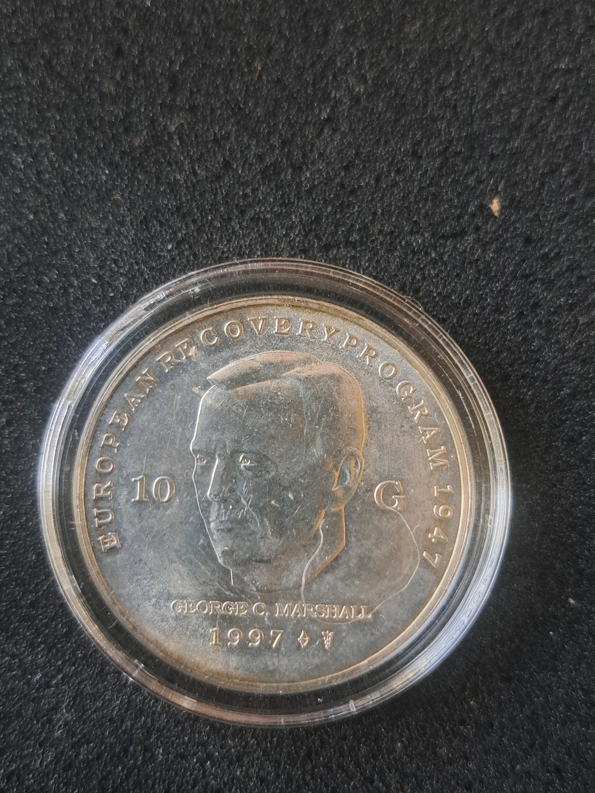 Zilveren 10 Gulden Munt Koningin Beatrix Marshallplan 1997, Koningin Beatrix, Zilver, Ophalen of Verzenden, Losse munt