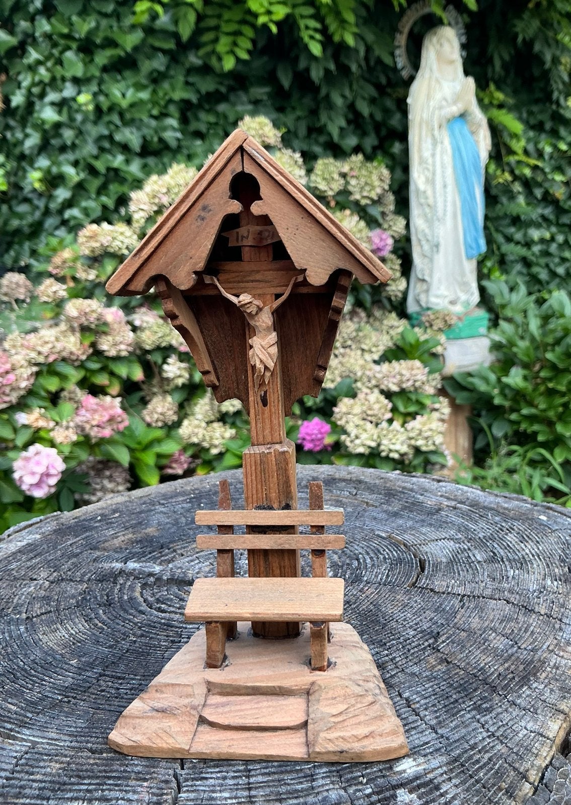Antiek Houten Miniatuur Huisaltaartje ❤️ Wegmarterl, Ophalen of Verzenden