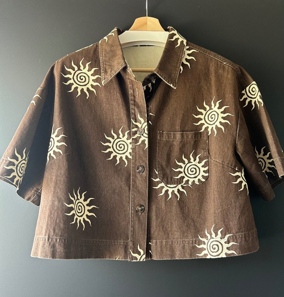 Blouse bruin met Creme, Kleding | Dames, Maat 38/40 (M), Bruin, Nieuw, Drôle de Copine (Paris)