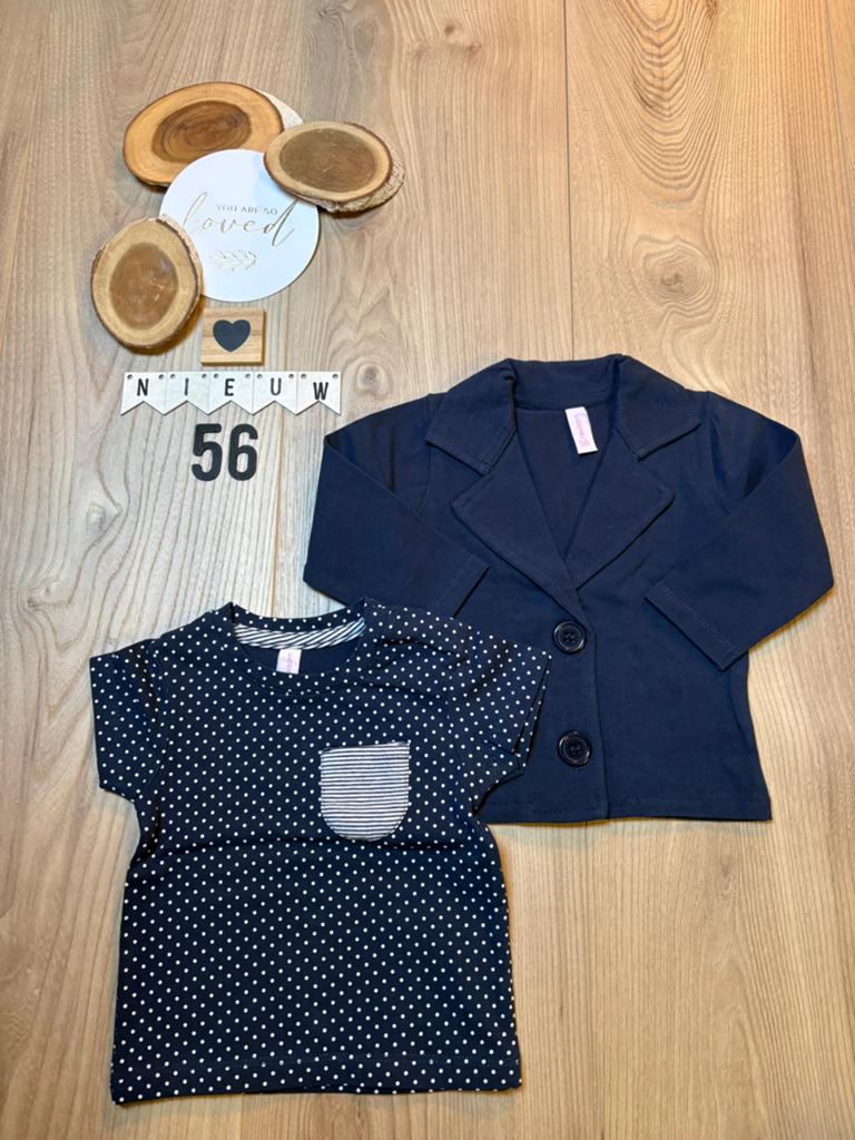 Baby meisje setje colbertje en shirtje Wibra blauw maat 56, Ophalen of Verzenden, Nieuw, Meisje, Setje