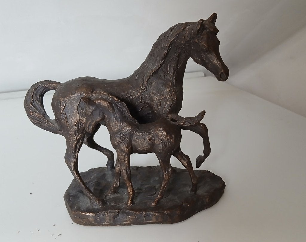 Beeld paard met veulen, Ophalen, Zo goed als nieuw, Dier