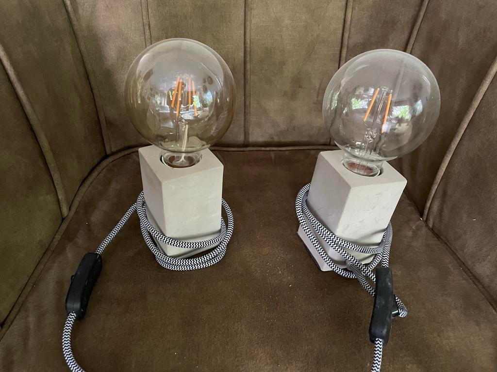 Set van 2 industriële tafellampen met Edison LED-lampen, Ophalen, Zo goed als nieuw, Glas, Minder dan 50 cm