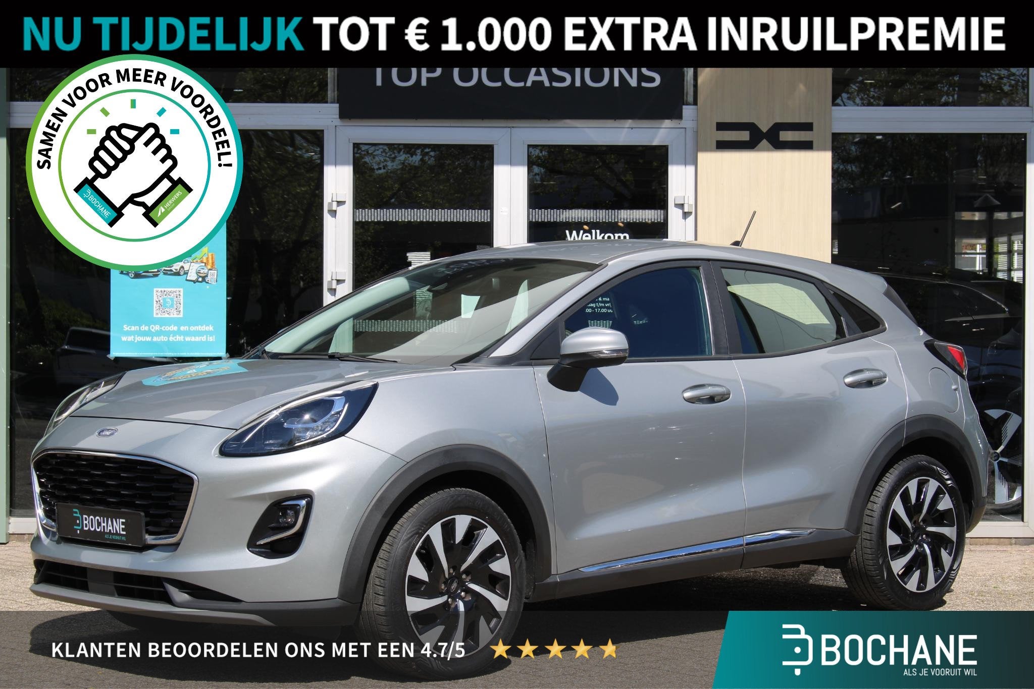 Ford Puma 1.0 EcoBoost Hybrid Titanium | Navigatie | Stoelve, Auto's, Voorwielaandrijving, Met garantie (alle), Origineel Nederlands