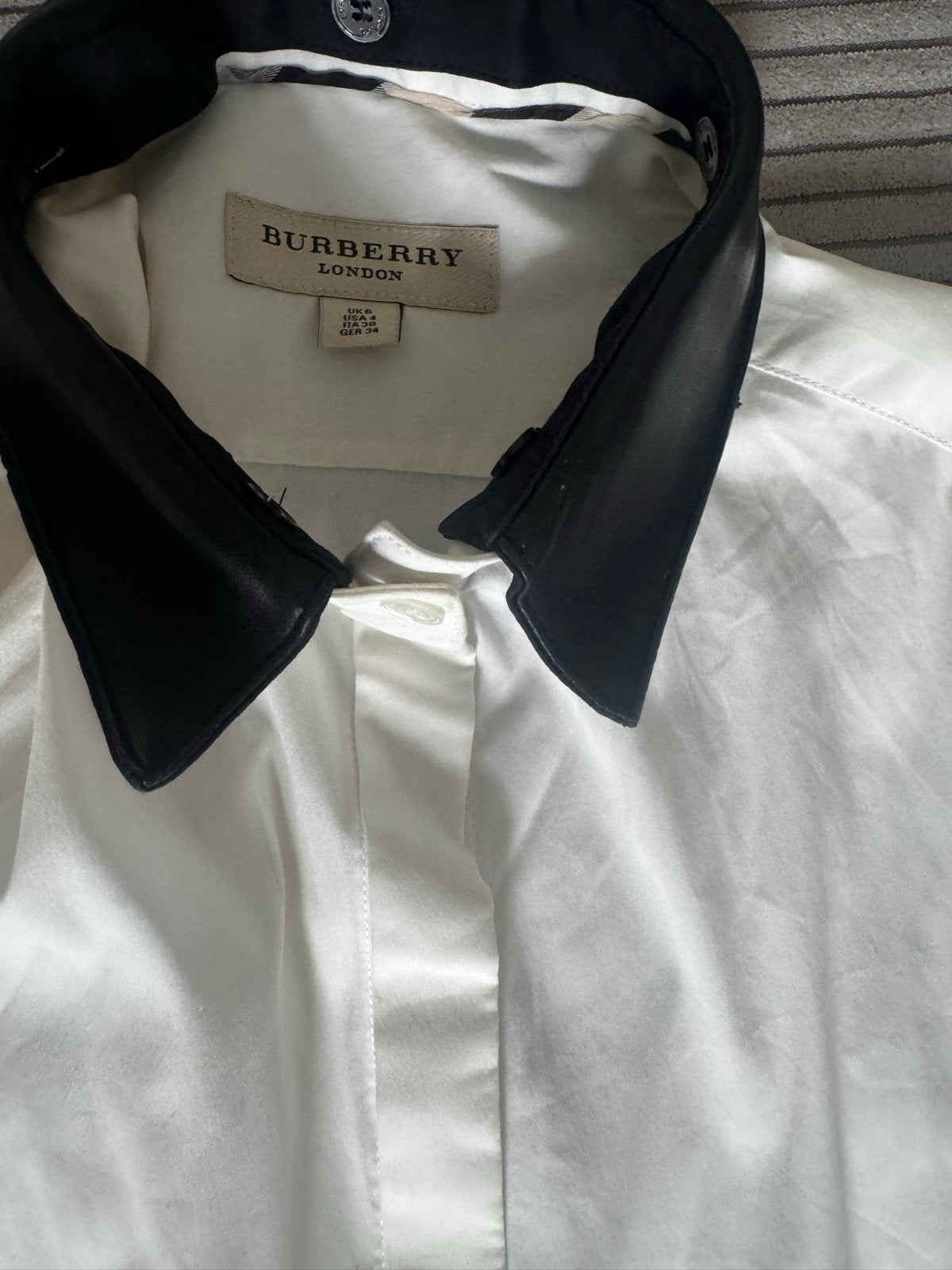 Burberry London Dames Blouse met Afneembare Kraag, Ophalen of Verzenden, Gedragen, Maat 36 (S), Wit