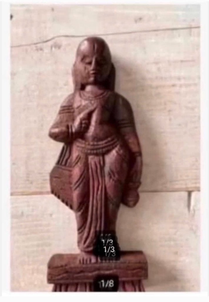Houten antiek beeldje, Birma, 14,5 cm platte achterzijde, Antiek en Kunst, Ophalen of Verzenden