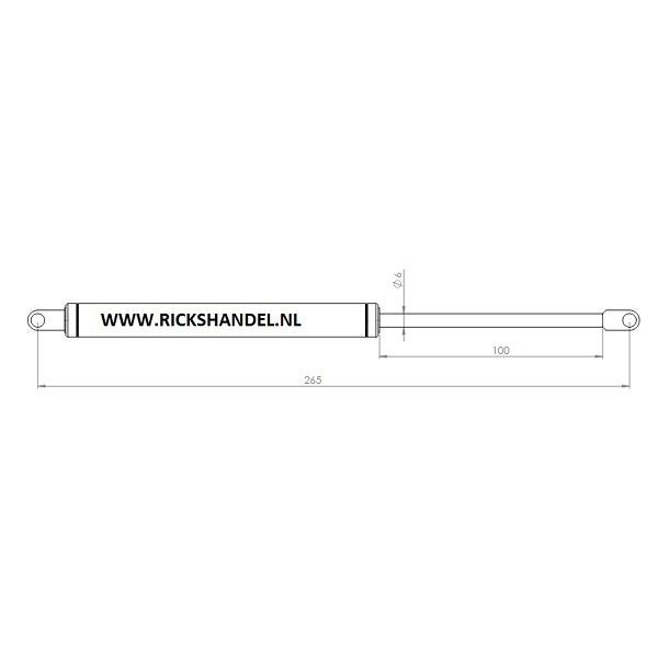Gasdrukveer 265mm 200N voor hobby caravan disselbak, NB, Nieuw, Ophalen of Verzenden, NB