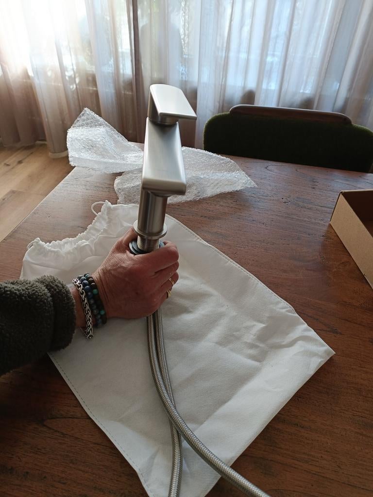 Wastafel kraan Wolfsburg Kars rvs look, Doe-het-zelf en Verbouw, Sanitair, Ophalen of Verzenden, Zo goed als nieuw, Rvs, Kraan